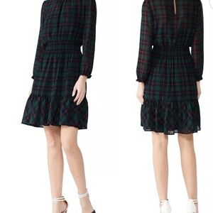 J. Crew Dark Plaid Long Sleeve Dress
